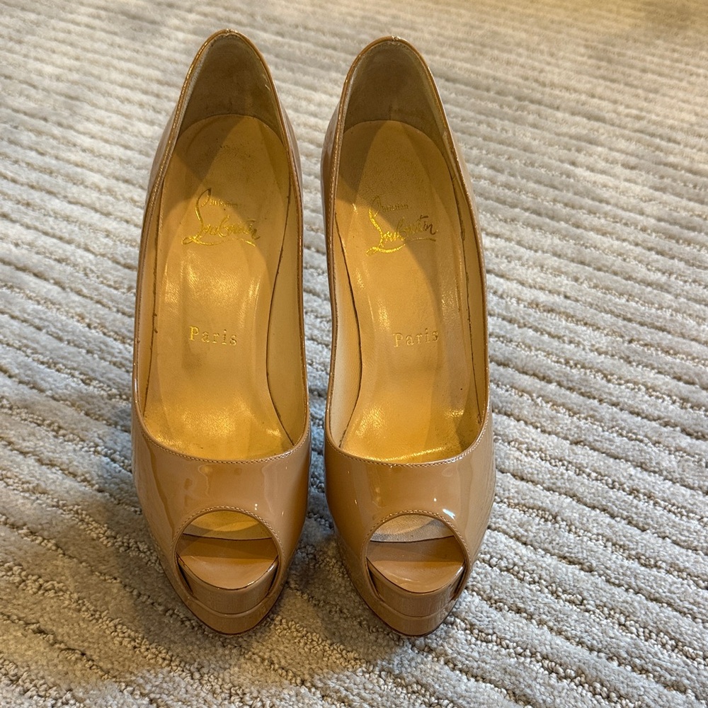 Christian Louboutin Nude Peep-Toe Heels